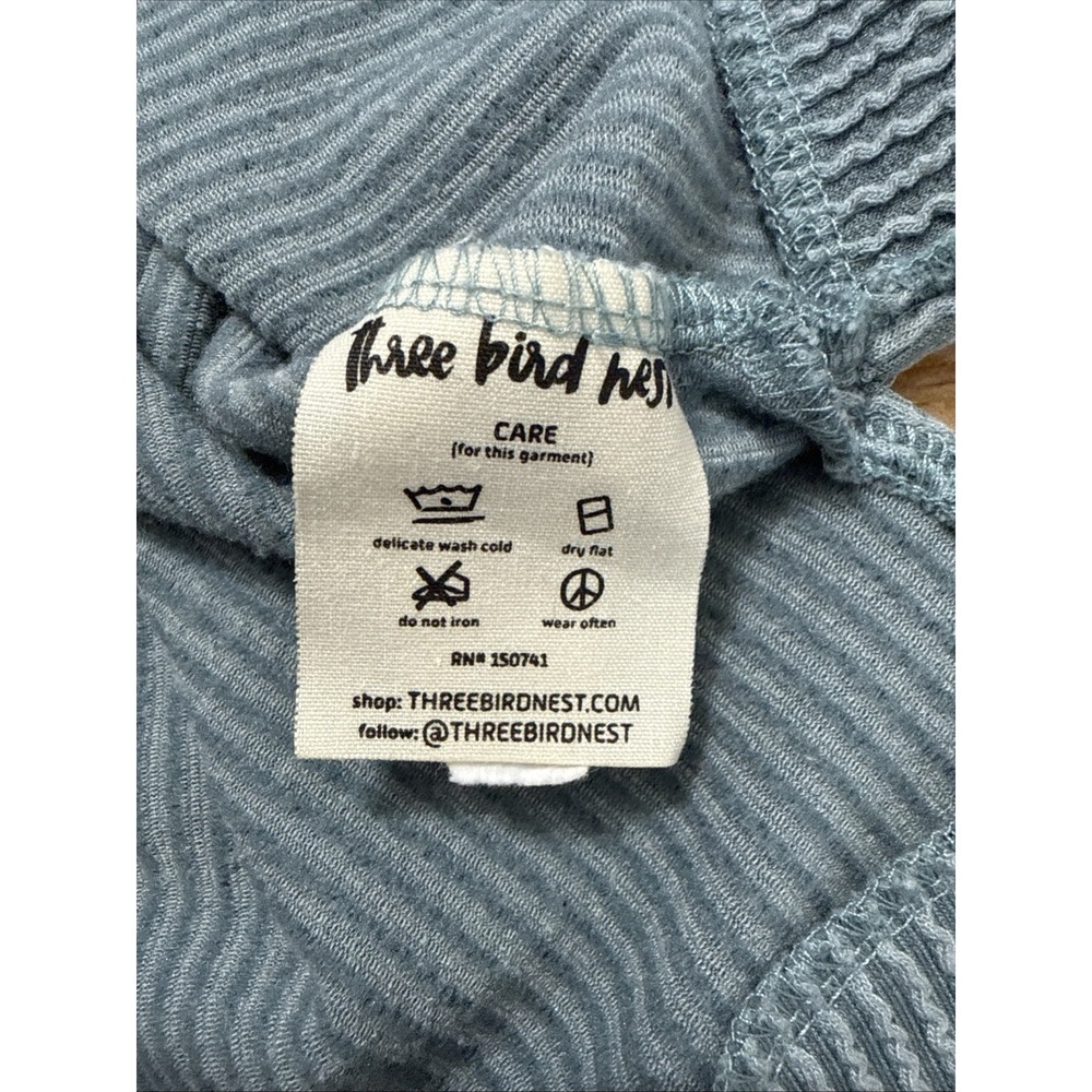 Three Bird Nest Moon Glow Ribbed Texture Knit Top Boho Size Medium Blue/green - Picture 6 of 7